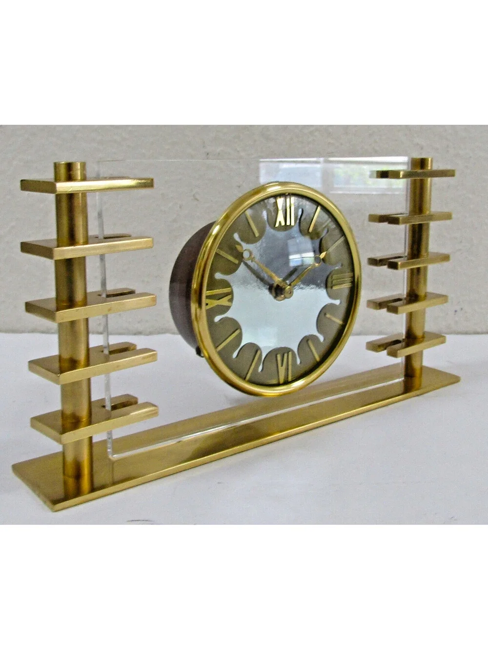 Art Deco 1930s Smiths Bronze and Lucite Desk Clock